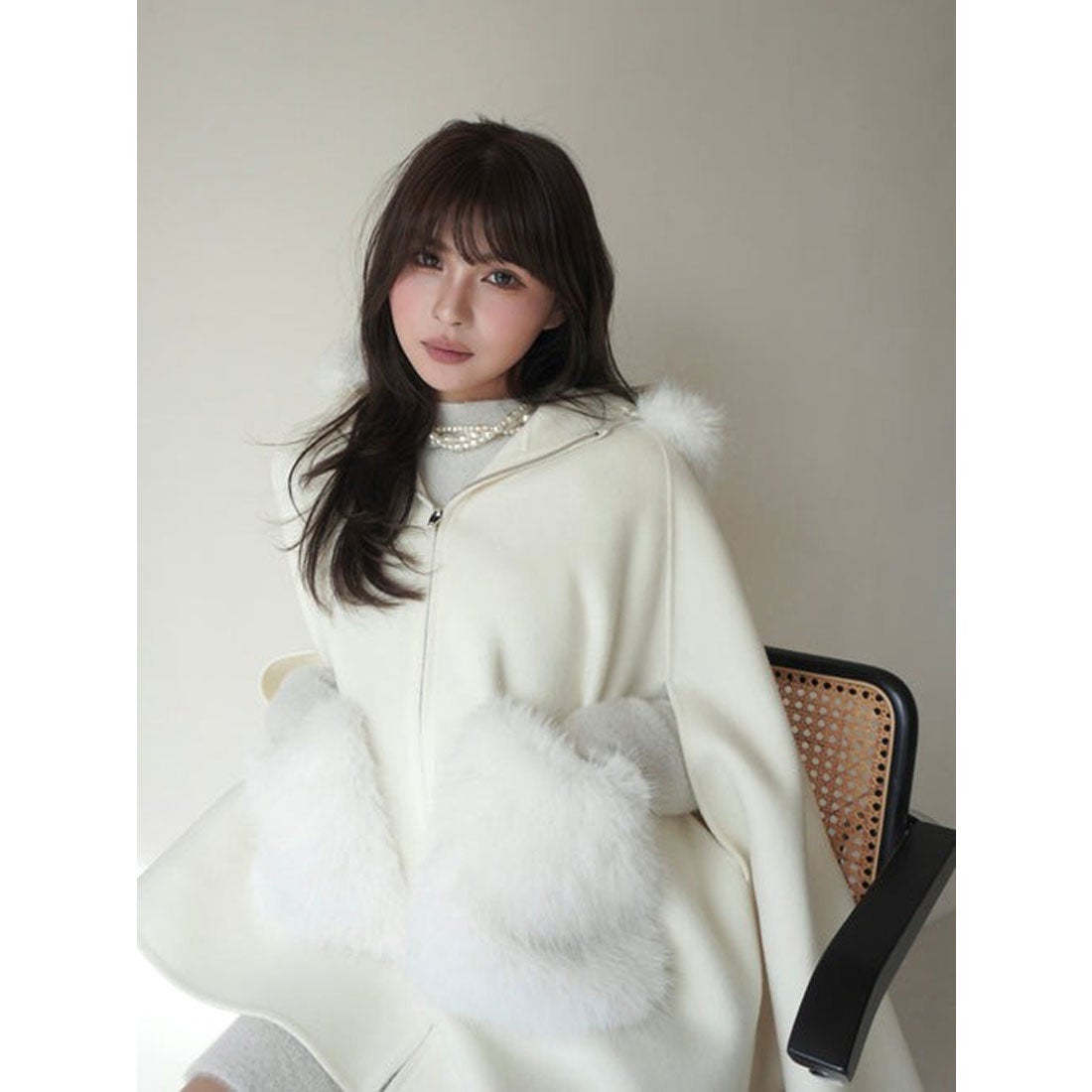 エイミーイストワール EIMY ISTOIRE ファーポケットスカラップマント