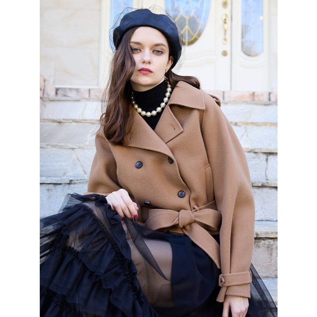 エイミーイストワール EIMY ISTOIRE ウールショートトレンチコート