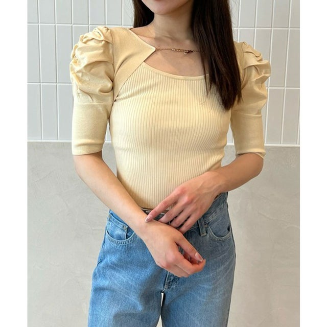 エイミーイストワール EIMY ISTOIRE EIMYロゴバイカラーニット