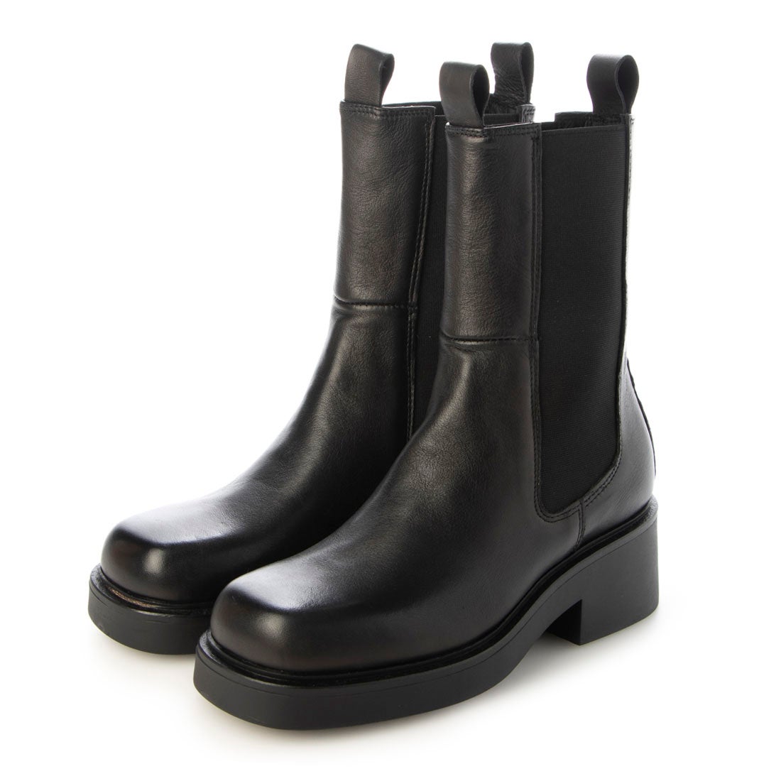 エレナ ELENA スクエアトウサイドゴアブーツ （ブラック） -レディース