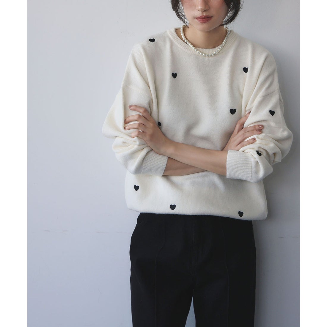 エルフランク ELFRANK 《新色追加》ハート刺繍 ニット プルオーバー