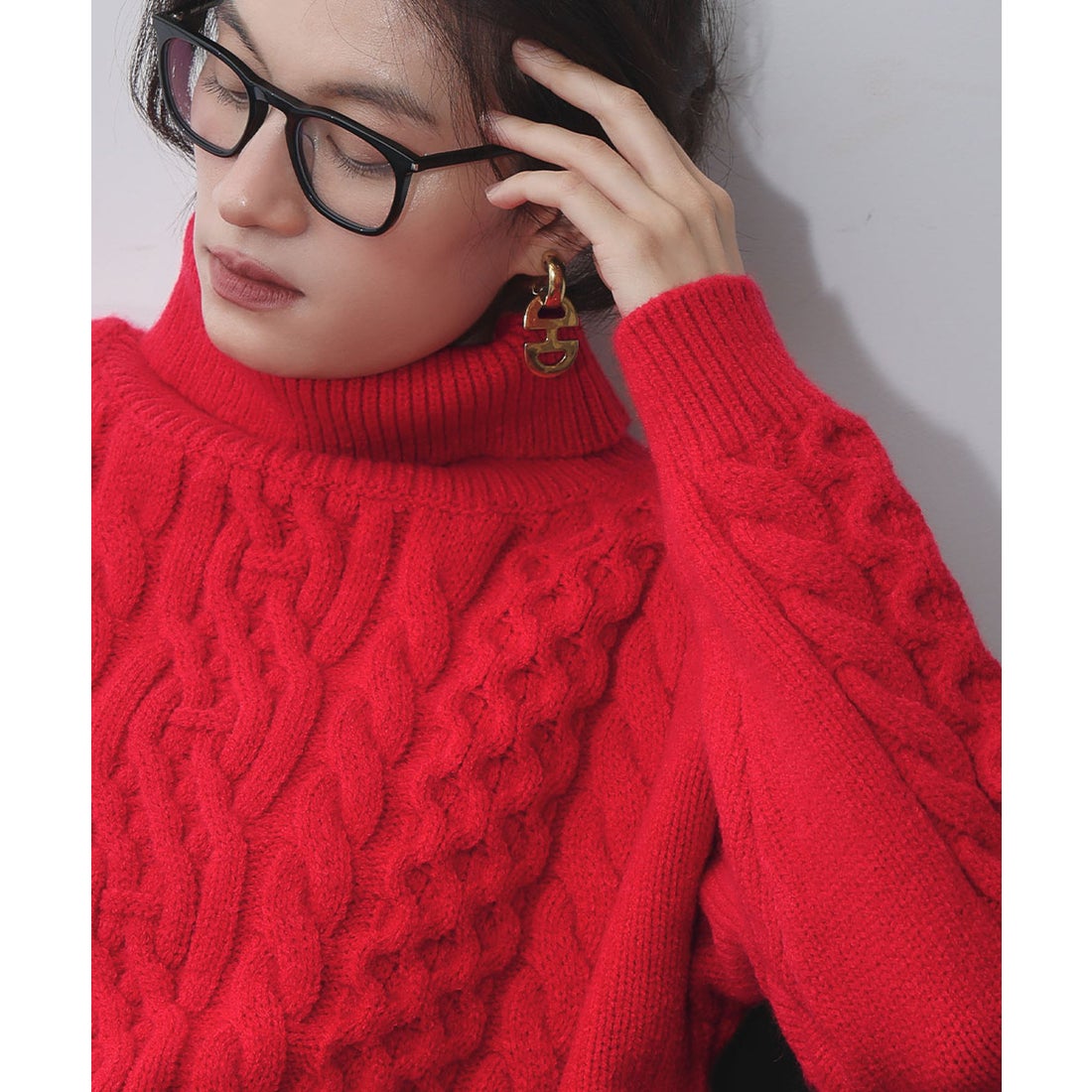 エルフランク ELFRANK タートルネック ケーブルニット プルオーバー