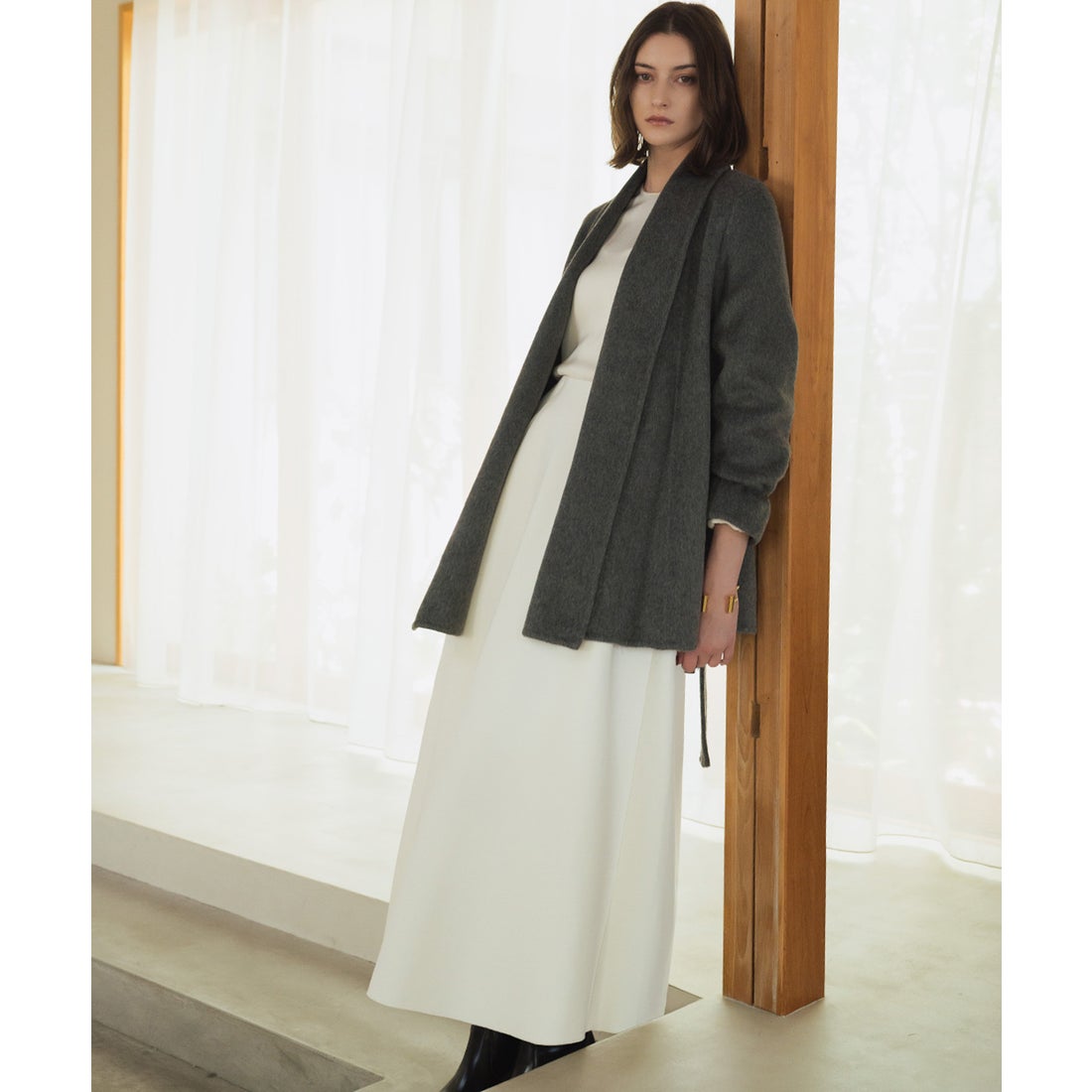 エルフランク ELFRANK 【ウール90％＋アルパカ10％】ショールカラー