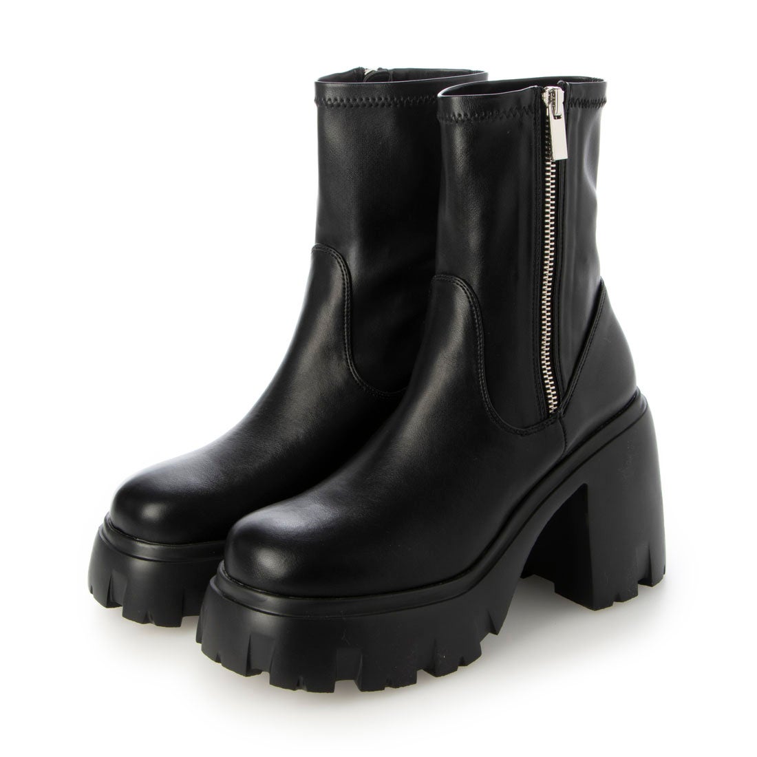 EVOL/イーボル】 サイドファスナー10cm厚底ショートブーツ IX5545