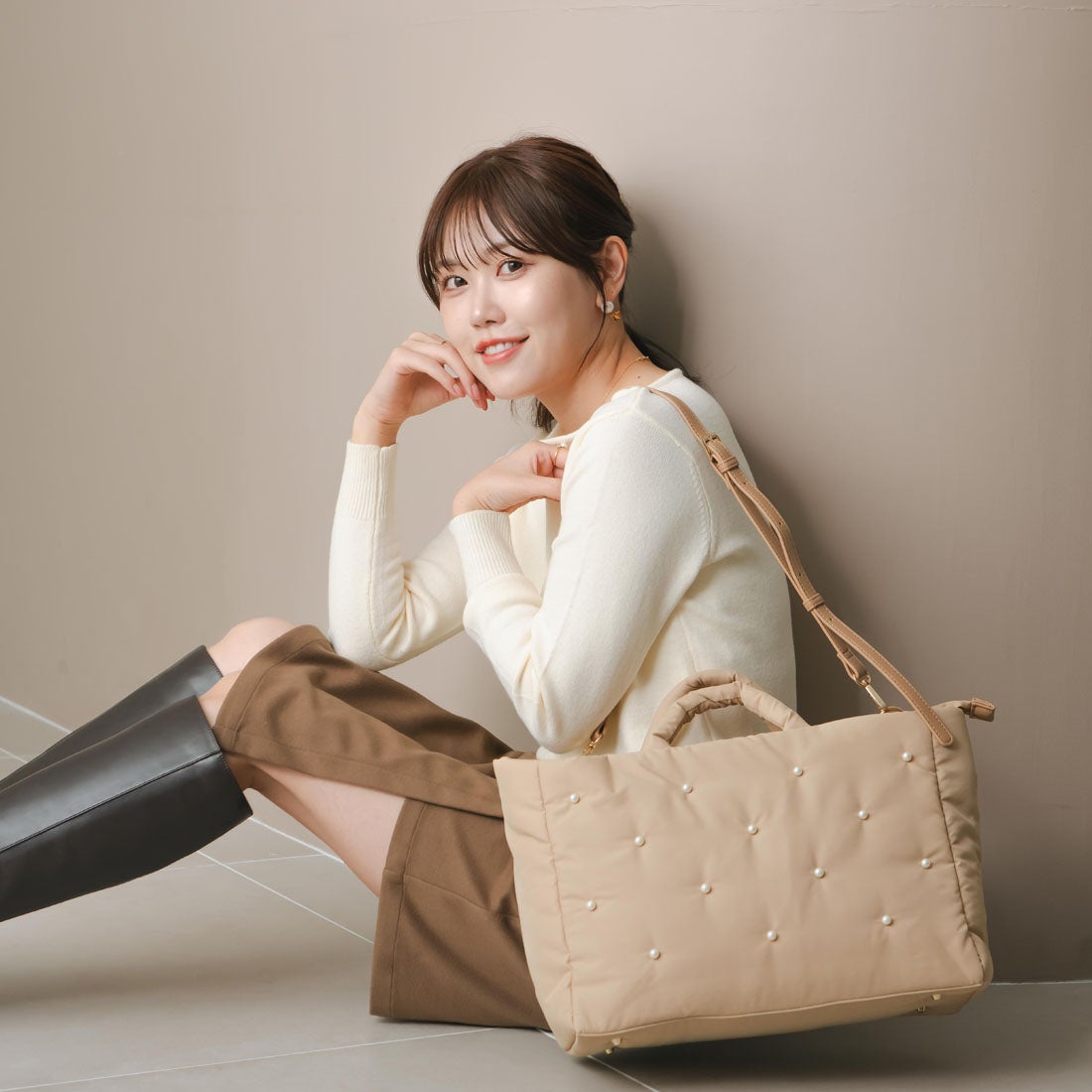 &EVOL/イーボル】【撥水・A4/PC対応】×shiho コラボパールバック