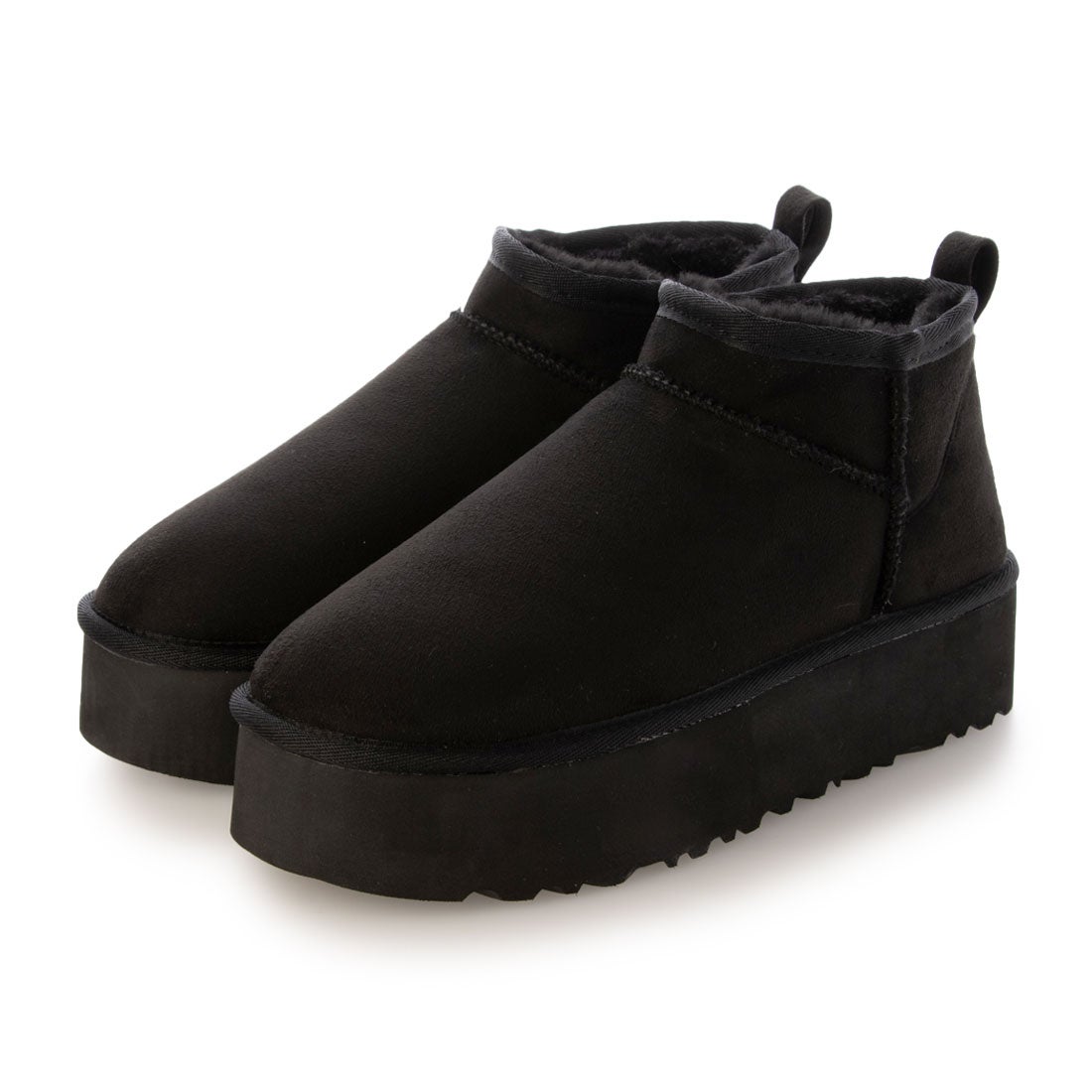 EVOL/イーボル】 ショート厚底ムートンブーツ IX5583 （ブラック