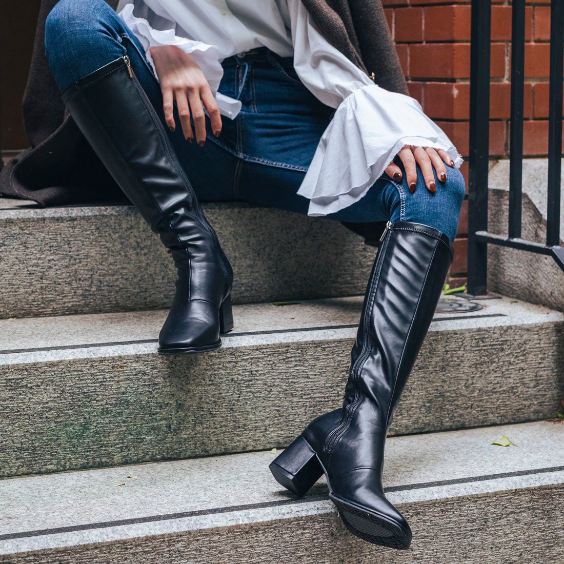 EVOL/イーボル】 【晴雨兼用・美脚効果あり】ストレッチスクエアロング