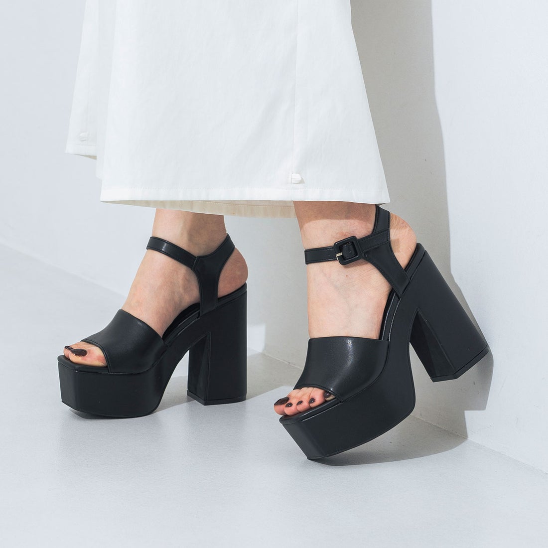 EVOL/イーボル】【XS-LLサイズ展開・柔らかい】12cmヒール厚底サンダル