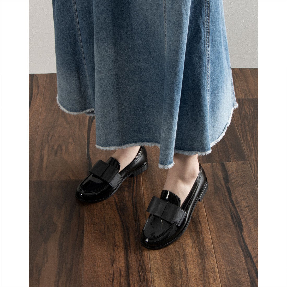 EVOL/イーボル】 完全防水リボンローファー TH0007 （ブラック） -靴