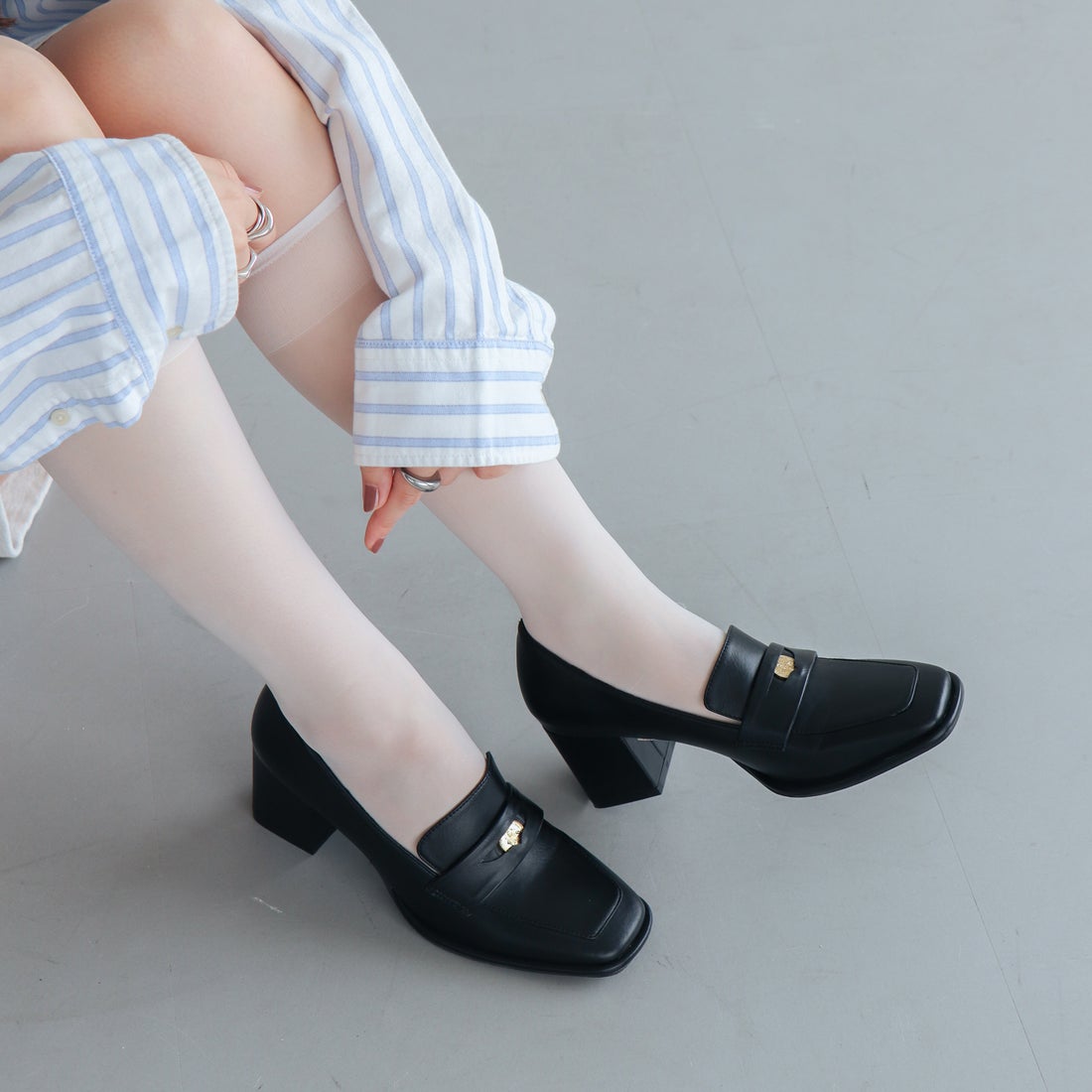 EVOL/イーボル】 コイン6.5cmヒールローファー IX5521 （ブラック