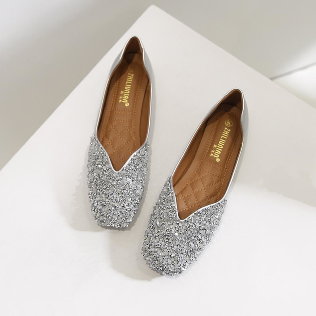 フォースメント Forcement ラメフラットシューズ （シルバー