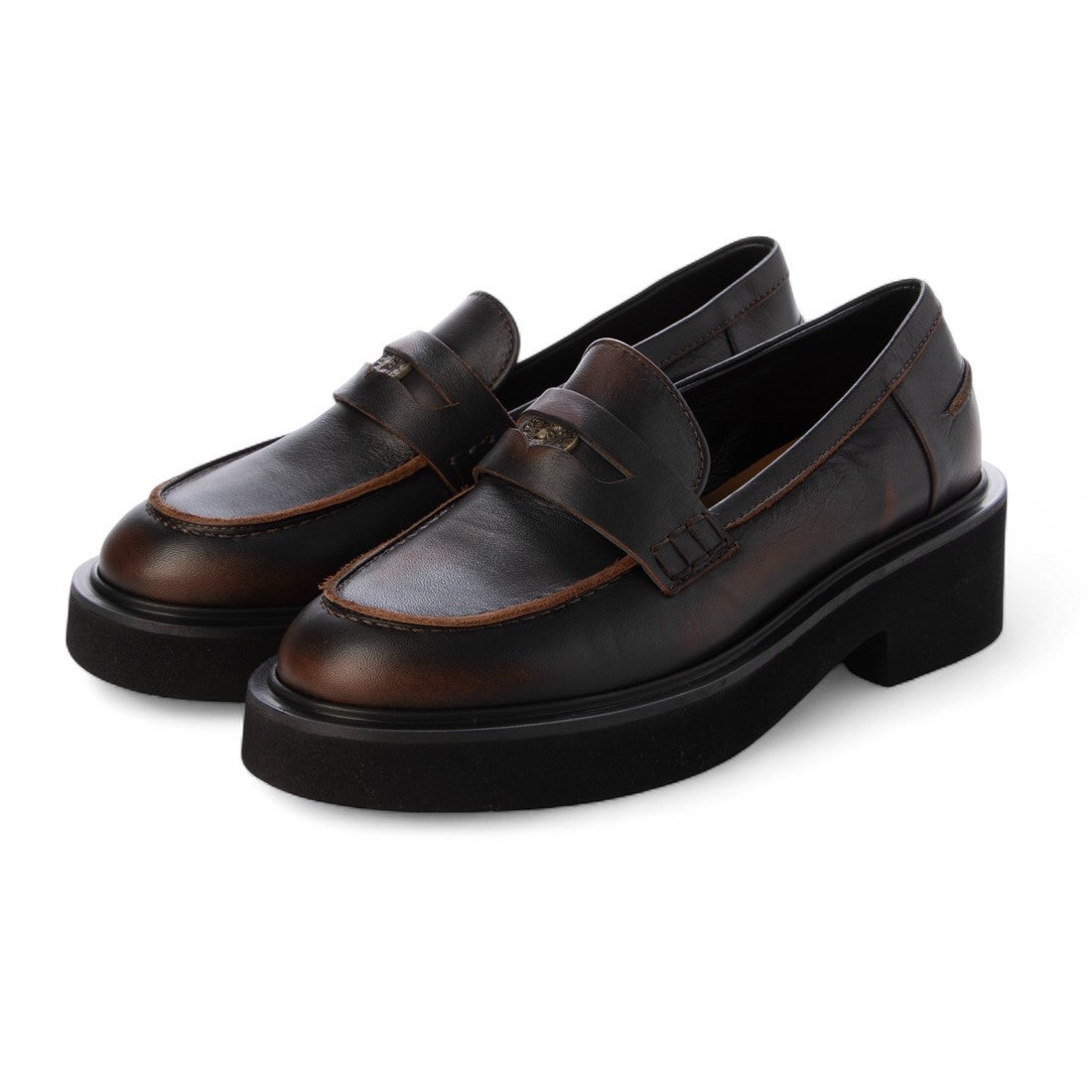 ファビオルスコーニ FABIO RUSCONI ラウンドトウ厚底ペニーローファー