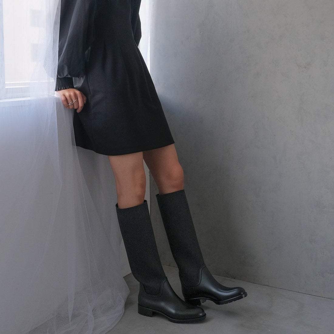 ファビオルスコーニ FABIO RUSCONI レイン仕様ロングブーツ （ブラック