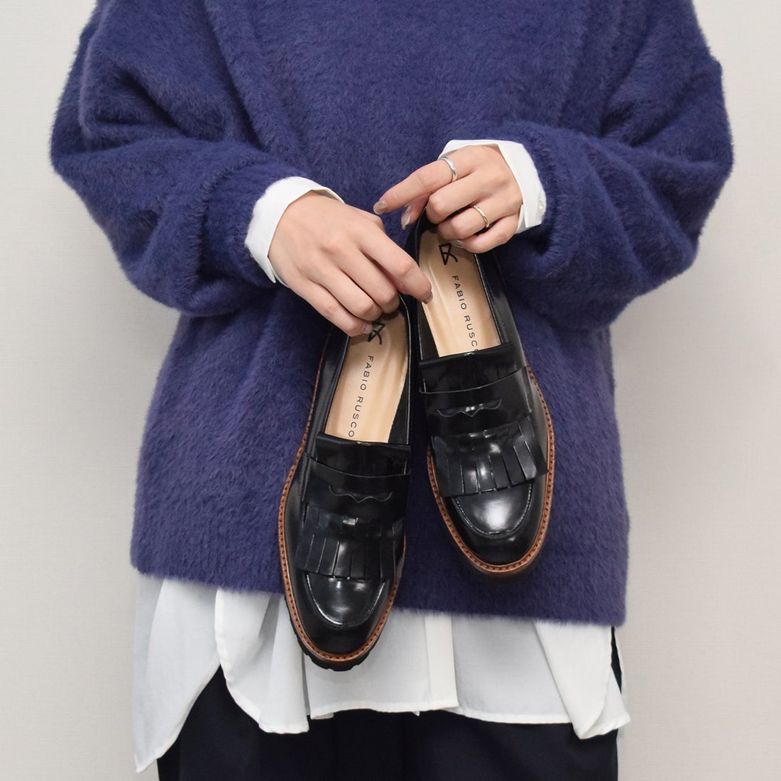 ファビオルスコーニ FABIO RUSCONI タンクソールキルト付きローファー