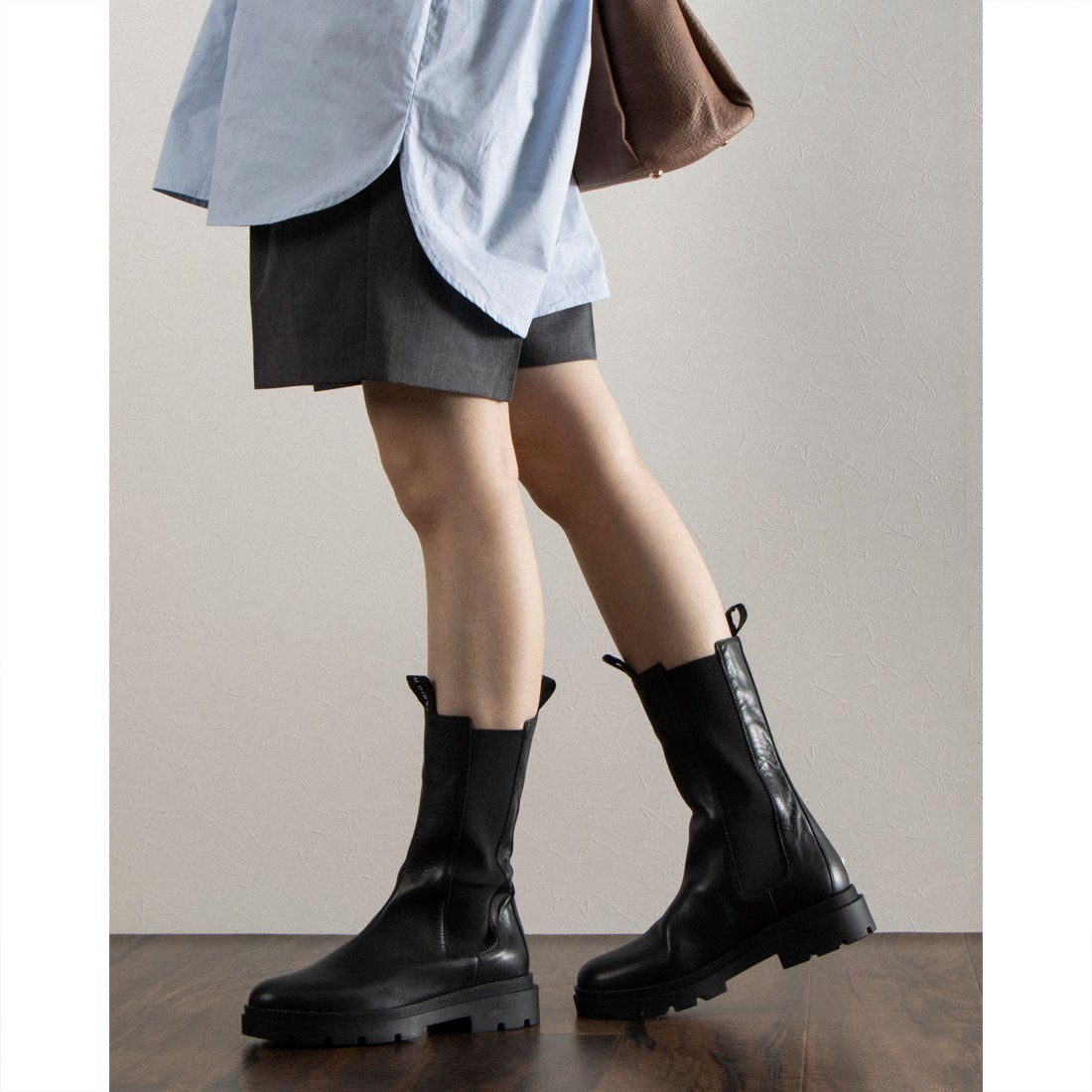 ファビオルスコーニ FABIO RUSCONI サイドゴアミドルブーツ （ブラック