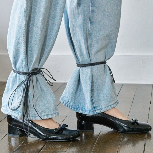 ファビオルスコーニ FABIO RUSCONI オブリークトウリボンパンプス