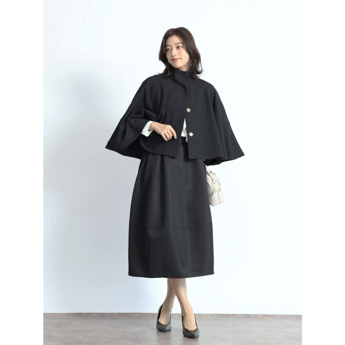 フェンネル FENNEL スタンドカラーケープコート （ブラック