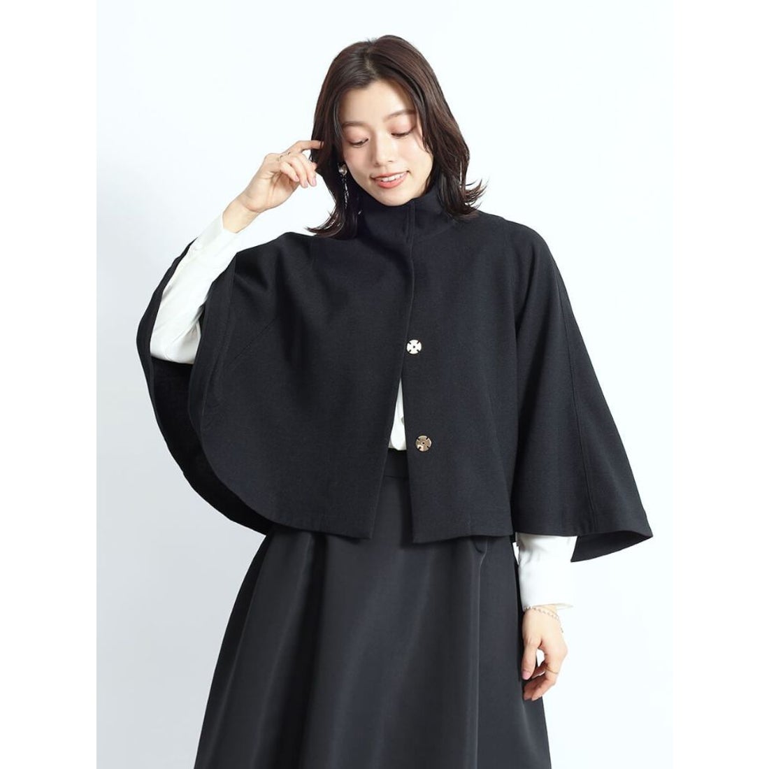 フェンネル FENNEL スタンドカラーケープコート （ブラック