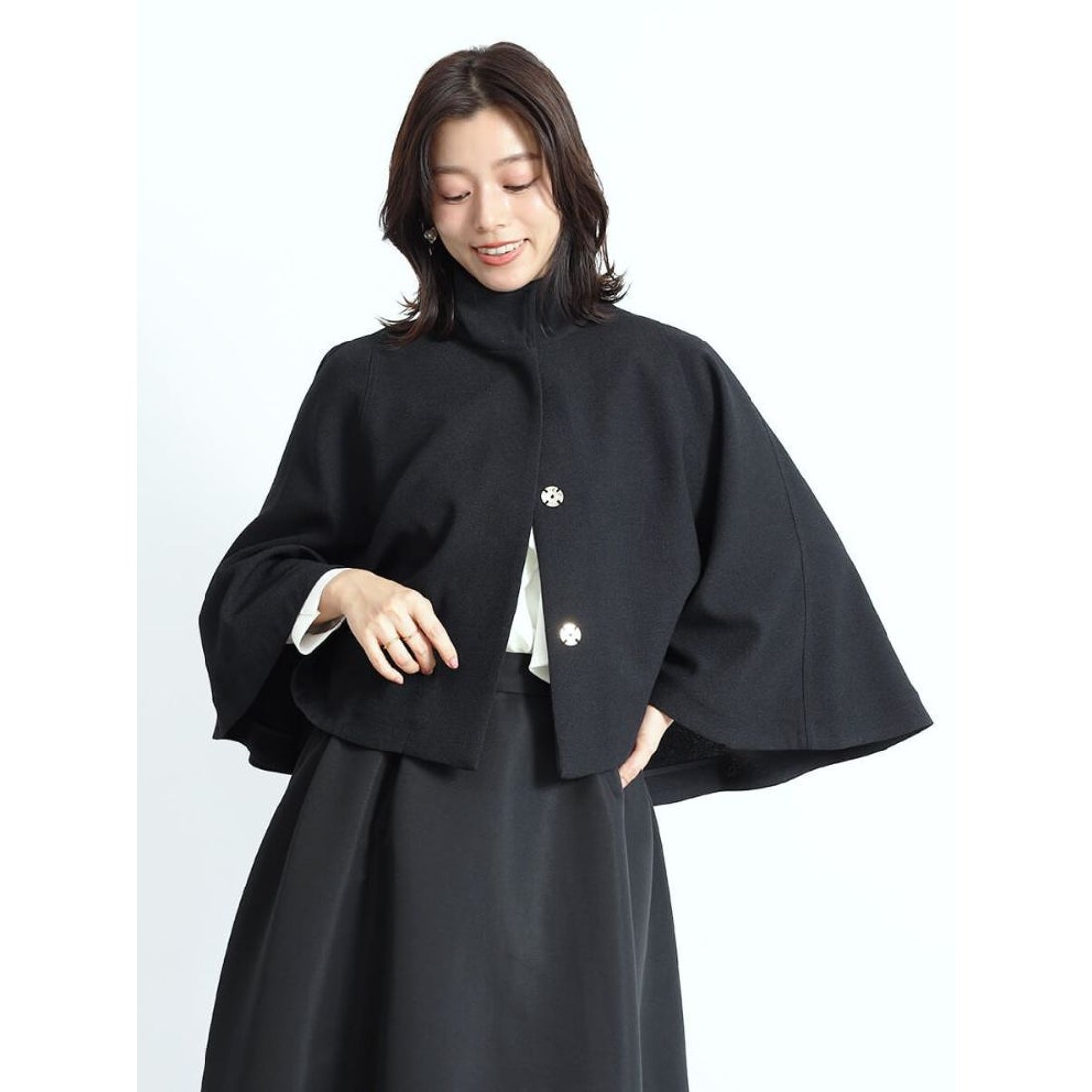 フェンネル FENNEL スタンドカラーケープコート （ブラック