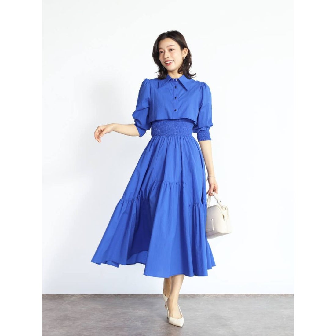 フェンネル FENNEL シャツディティールフレアワンピース （ロイヤル