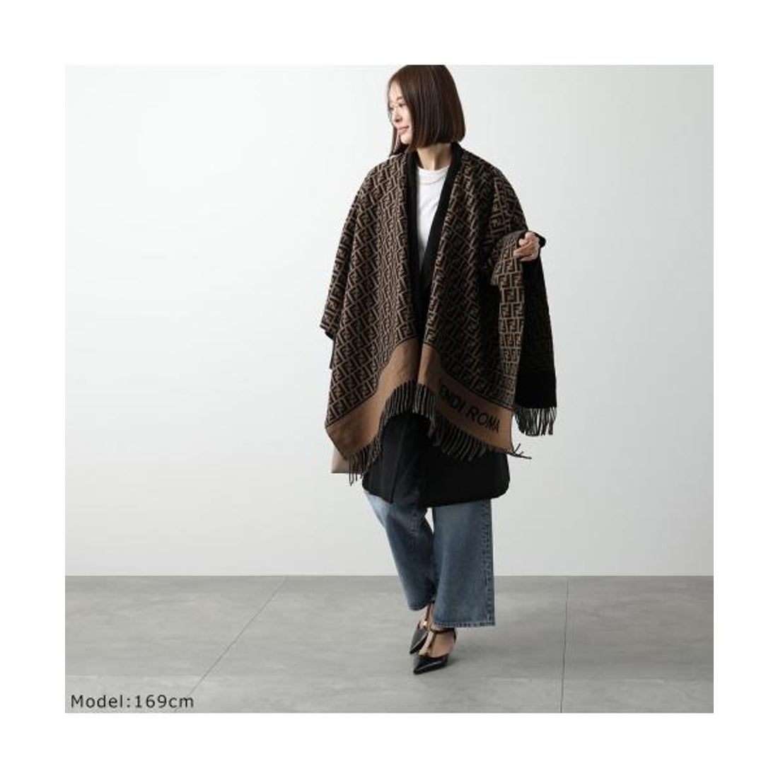 フェンディ FENDI FENDI ポンチョ FXX723 AQCW ケープ （F0QE1/TOBACCO
