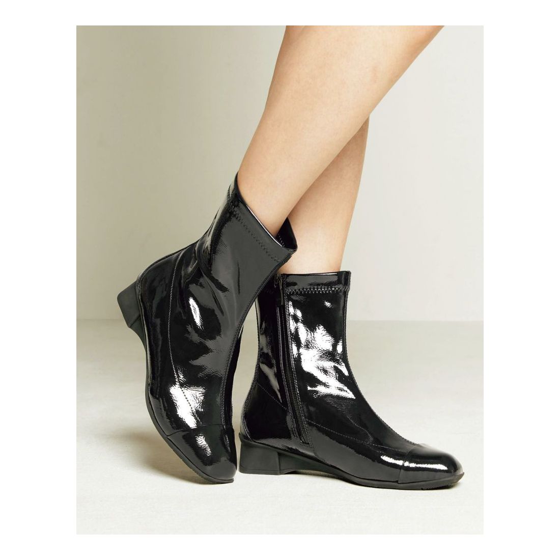 ストレッチエナメルレインブーツ （ブラック） -fitfit(フィット