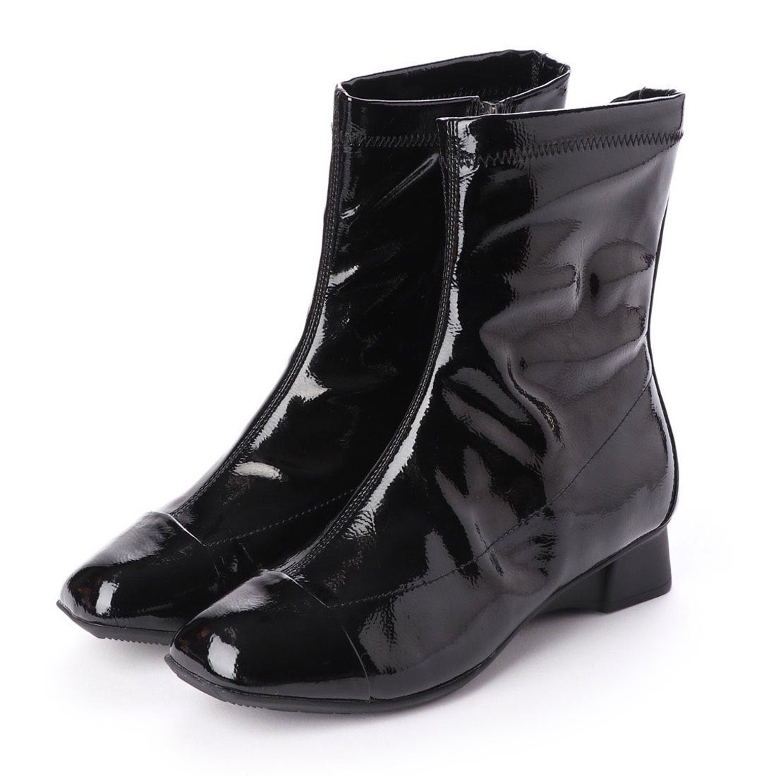 ストレッチエナメルレインブーツ （ブラック） -fitfit(フィット