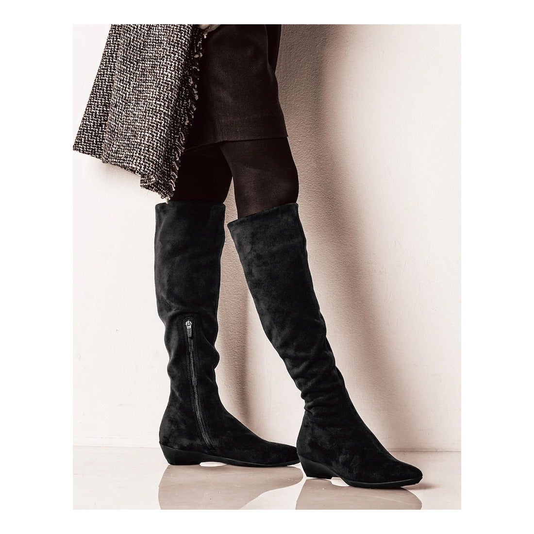 ストレッチフィットロングブーツ （スエードブラック） -fitfit