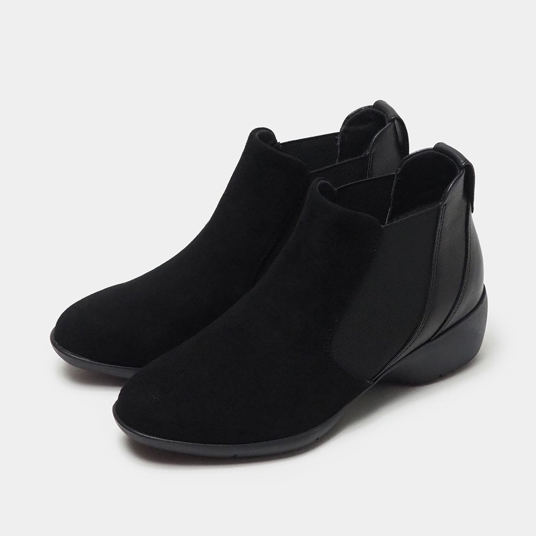 レザーサイドゴアアンクルブーツ （スエードブラック） -fitfit