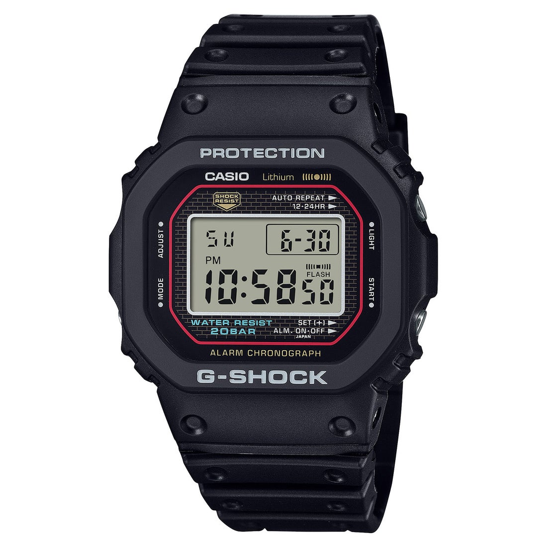 G-SHOCK】初代G-SHOCK復刻モデル / DW-5000R-1AJF （ブラック×レッド