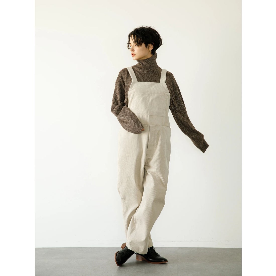 コエ koe コーデュロイオーバーオール （ブラック） -アウトレット通販