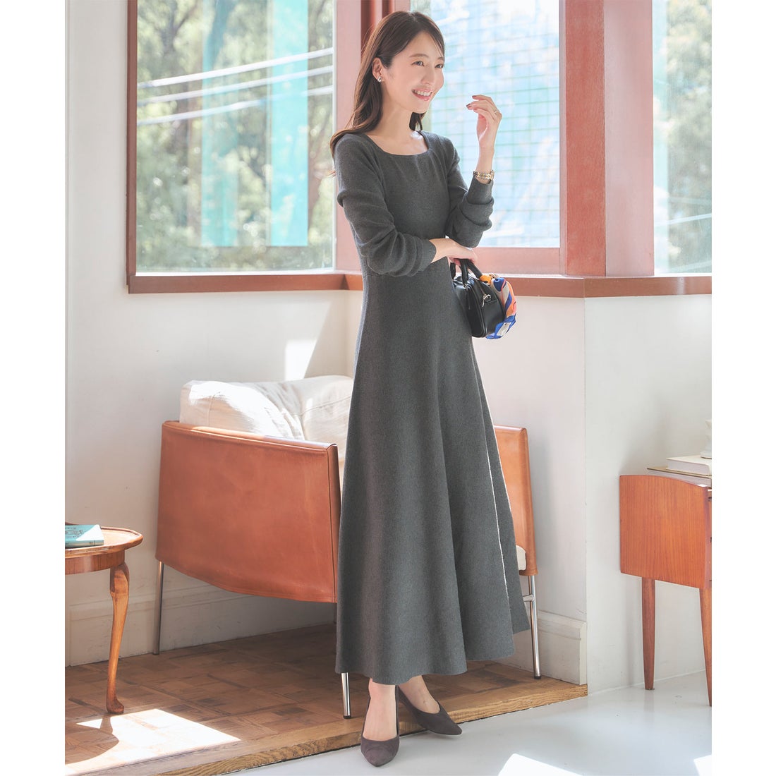 コウベレタス KOBE LETTUCE フィット＆フレアニットワンピース