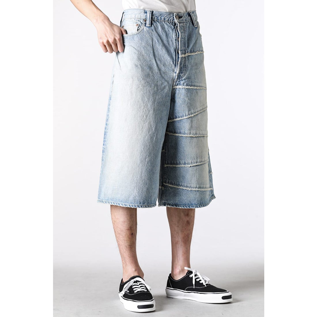 カミヤ KAMIYA Switching Denim Wide Bermuda Pants FULL COUNT x