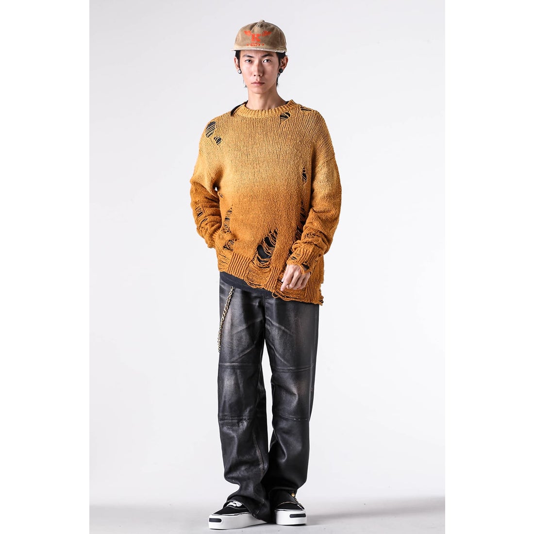 KAMIYA Sun-Faded Sweater （Orange） - Osaka / Kyoto, Ship