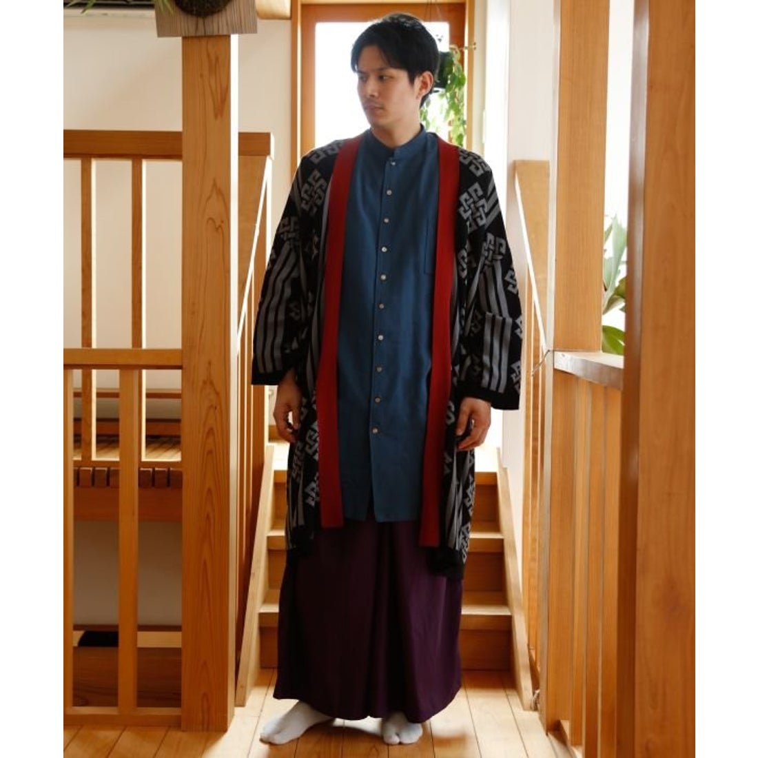 カヤ】書生バンドカラーロングシャツ キナリ - ファッション通販