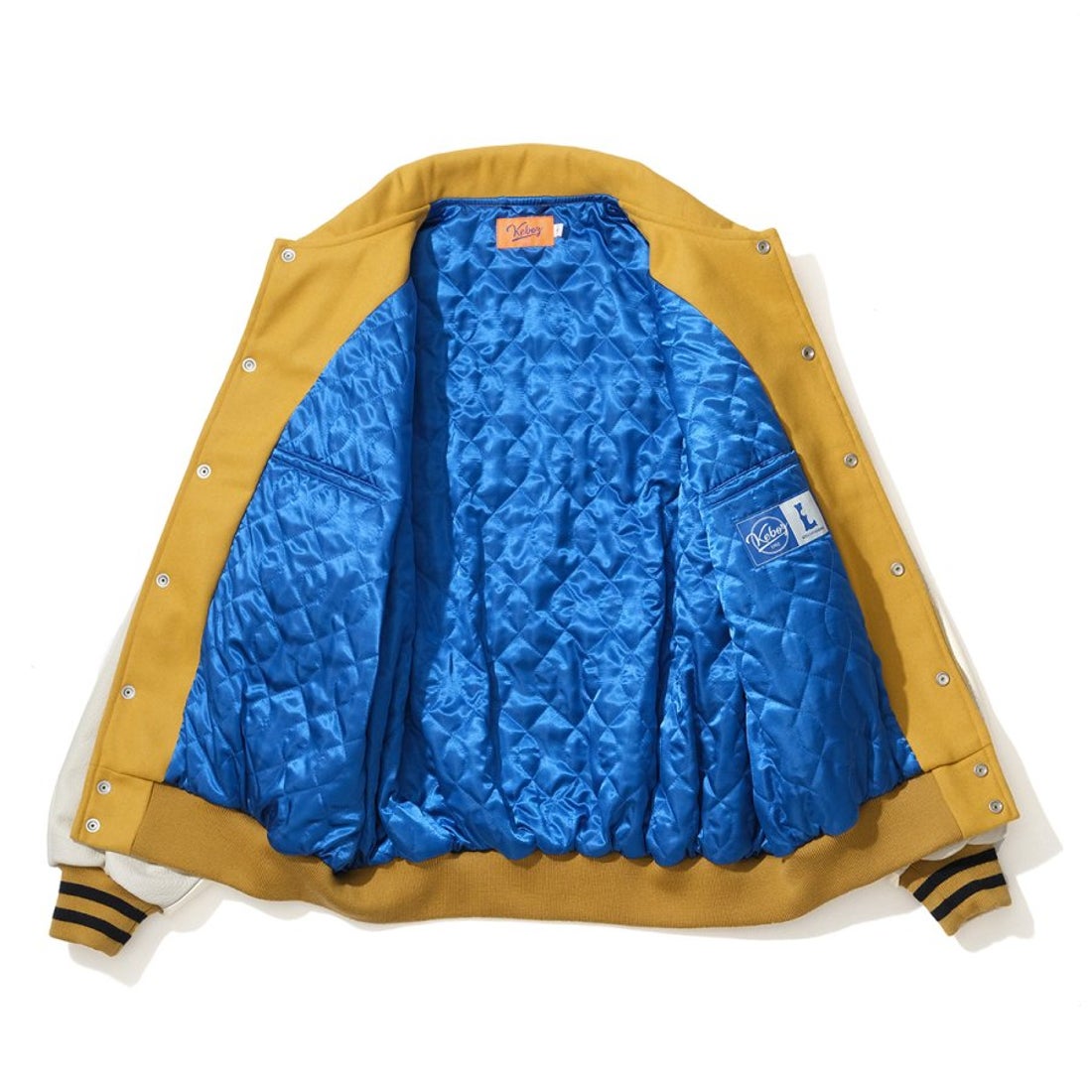 ケボズ KEBOZ MELTON & LEATHER VARSITY JACKET （MUSTARD
