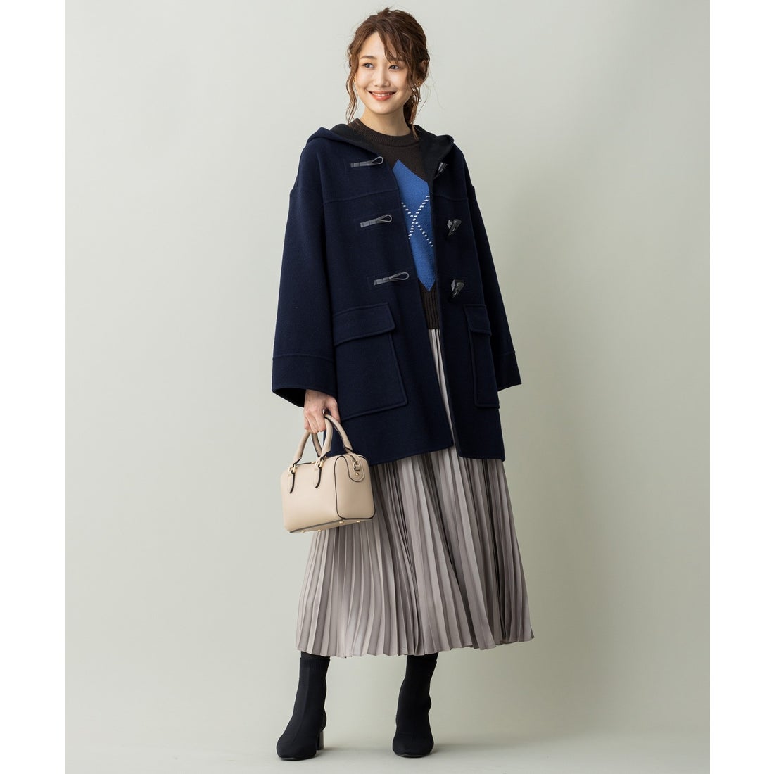 組曲 【カシミヤ混】W/Ny カシミヤリバー ダッフルコート （ネイビー系