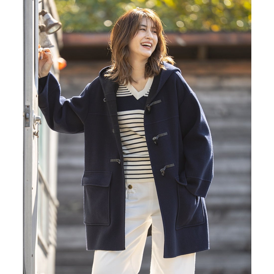 組曲 【カシミヤ混】W/Ny カシミヤリバー ダッフルコート （ネイビー系