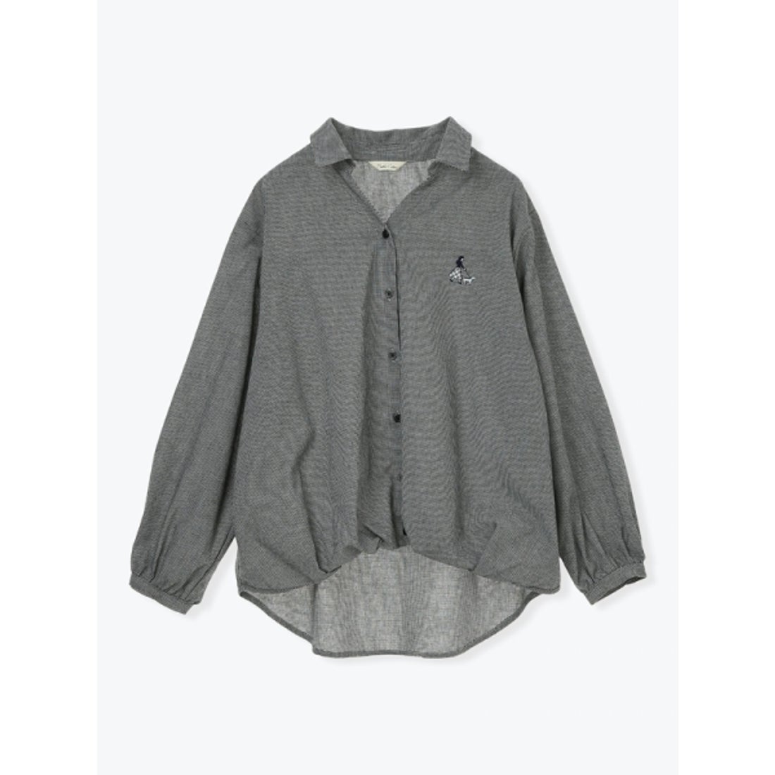 ハレノヒ Hare no hi ワンポイント刺繍スキッパーカラーシャツ （A柄