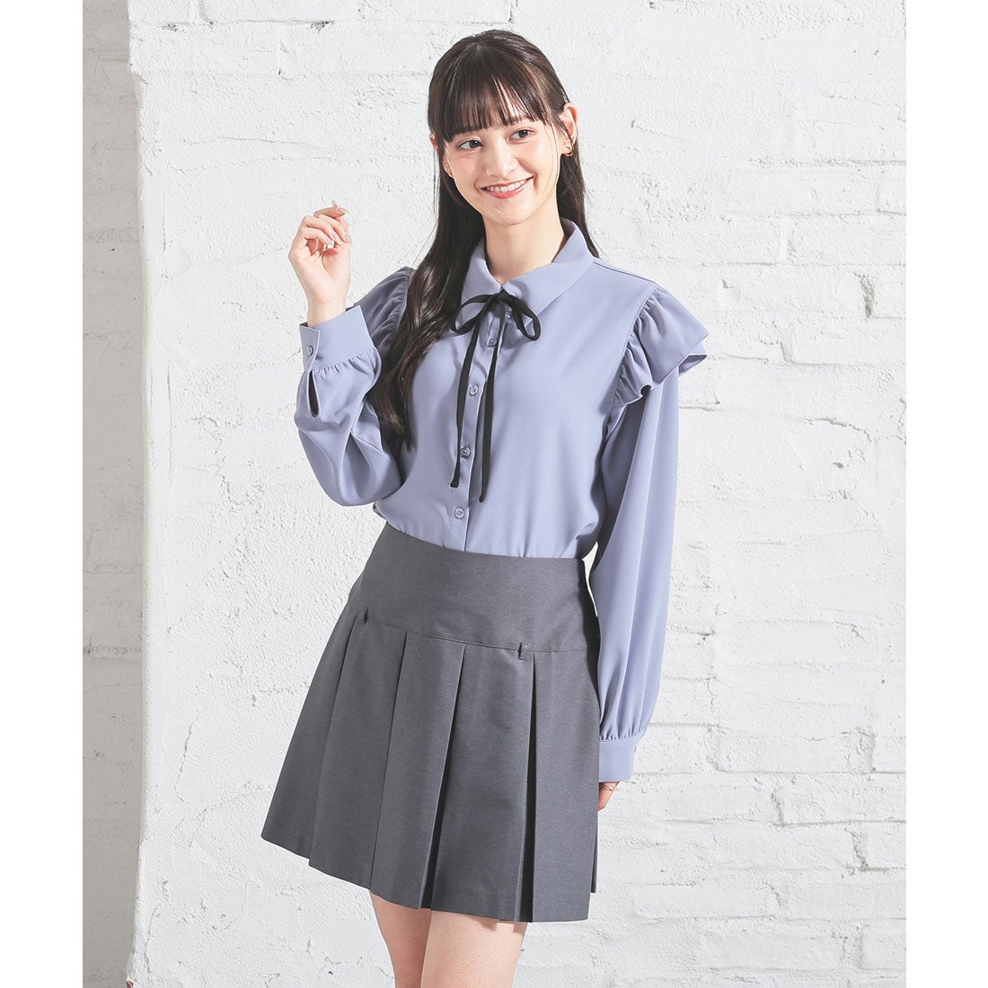 ハニーズ Honeys リボン付フリルブラウス トップス ブラウス 長袖