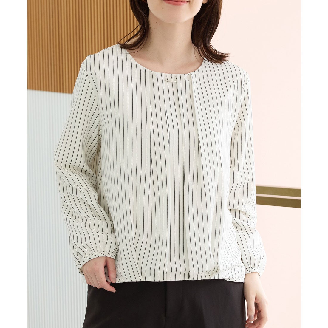 ハニーズ Honeys あったか裏地裾タックブラウス トップス ブラウス