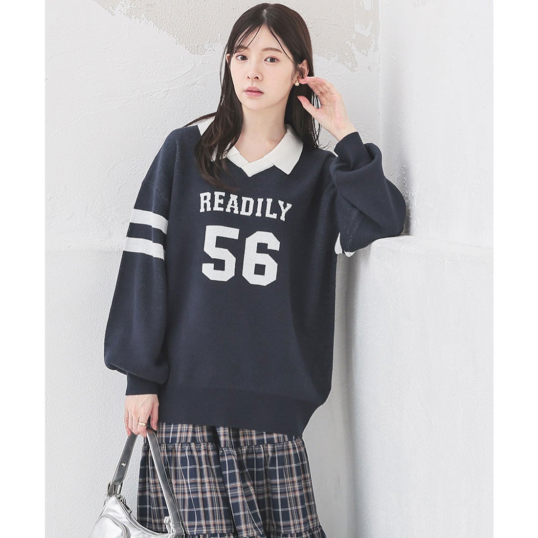 ハニーズ Honeys 衿付ロゴニット トップス ニット セーター 長袖 ロゴ