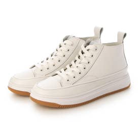 ホ 歩 ハイカットレザースニーカー （WH/WH） -靴＆ファッション通販