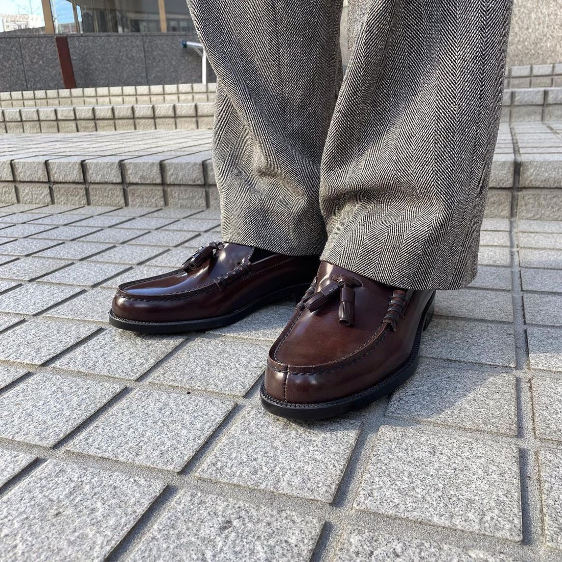 ハルタ HARUTA メンズ牛革タッセルローファー （ダークブラウン） -靴