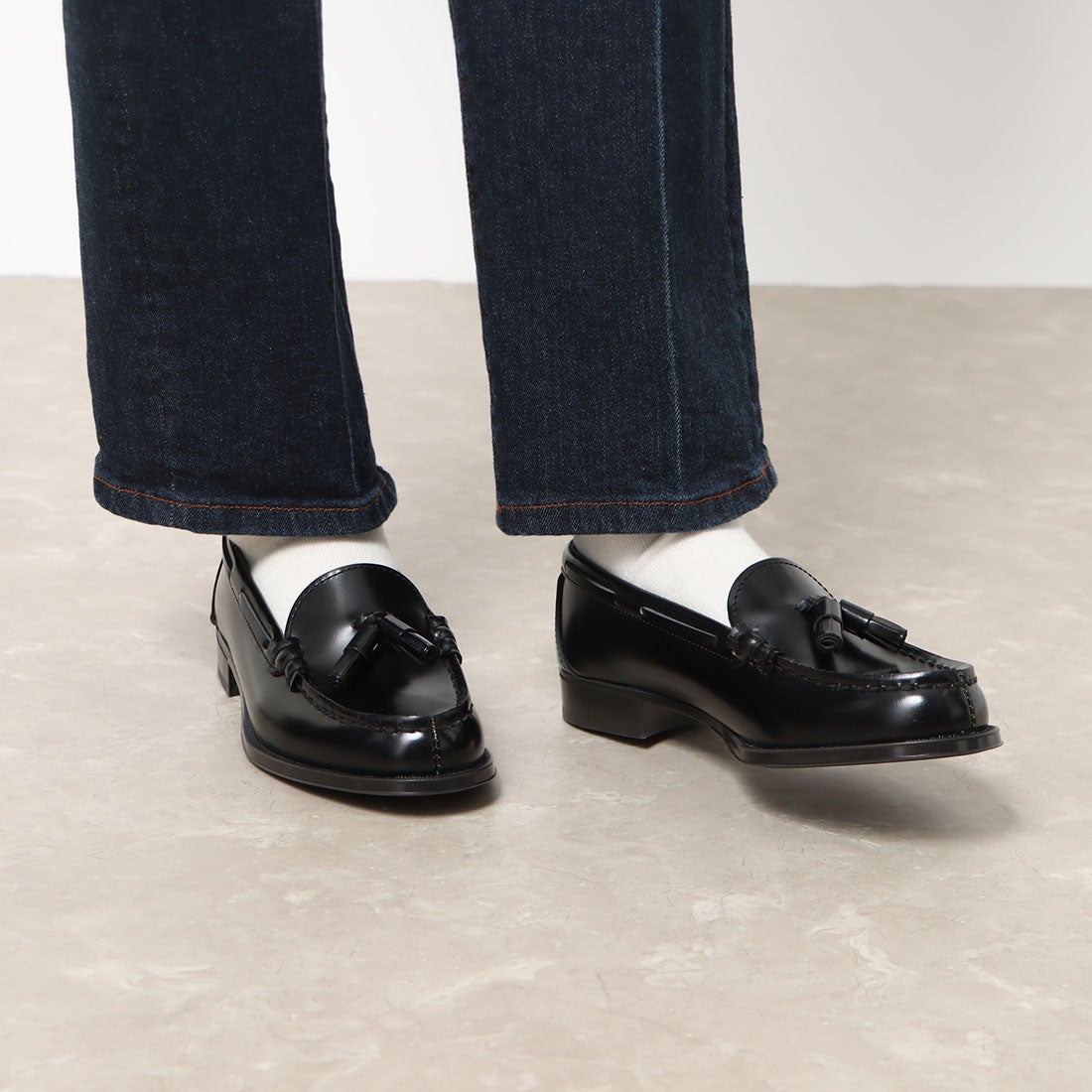 ハルタ HARUTA レディス牛革タッセルローファー(2E)（ブラック） -靴