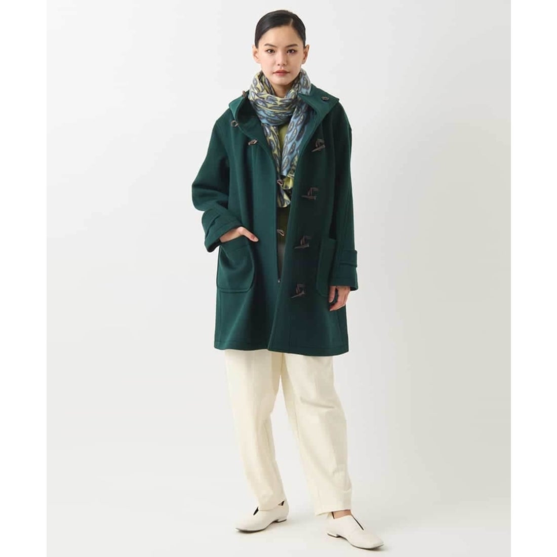 ヒロコ ビス HIROKO BIS ミドル丈ダッフルコート （グリーン