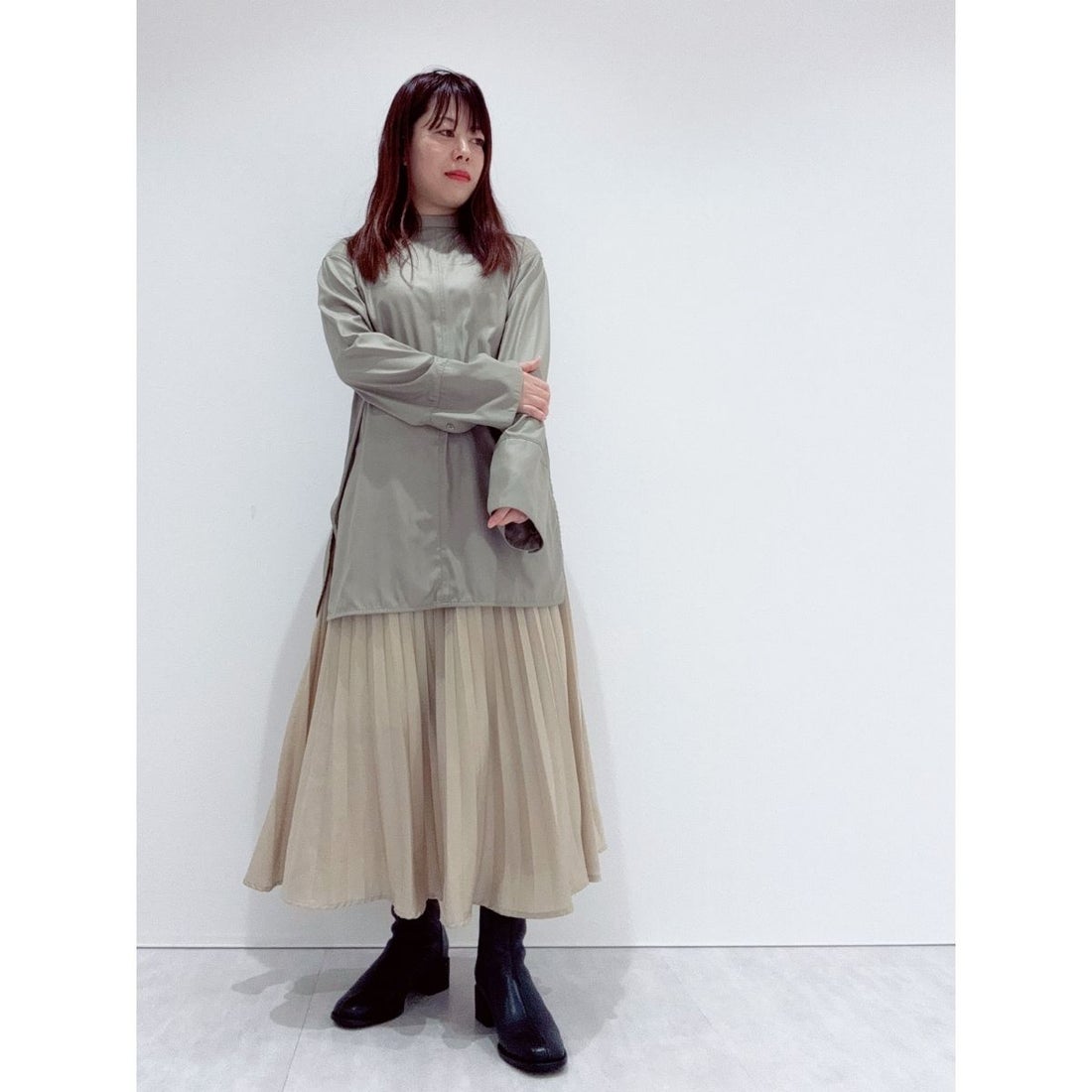 ヒミコ 卑弥呼 型押しコンビストレッチブーツ/641420 （グレー） -靴