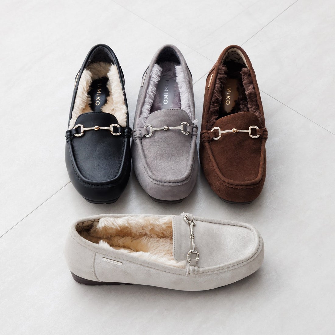 ヒミコ 卑弥呼 ビジュービットふわふわモカシン/651320 （グレー） -靴