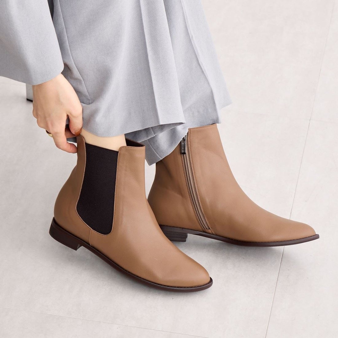 ヒミコ 卑弥呼 サイドゴアブーツ/641411 （ブラウン） -靴