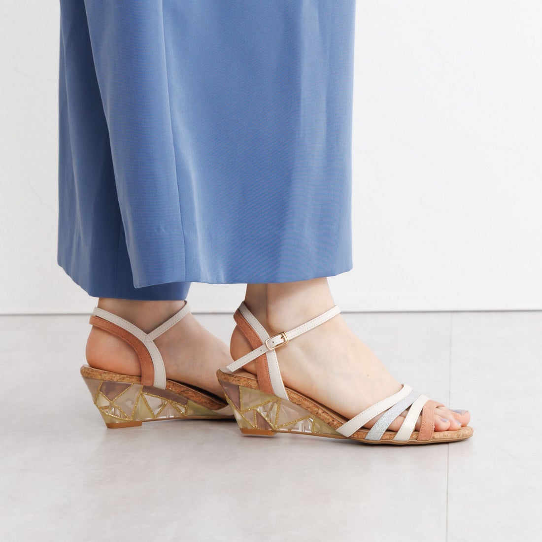 ヒミコ 卑弥呼 ステンドグラスクリアヒールサンダル/653201 （ベージュ